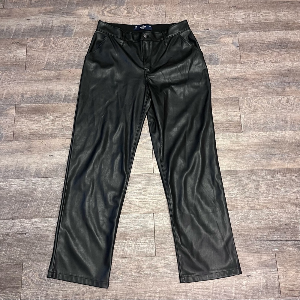Hollister Black Faux Leather Trousers Pants Size 31
